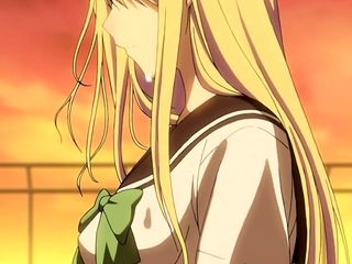 Brunette cums to hentai