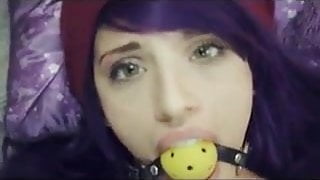 Gagged Emo with blue hair gets fucked in her ass