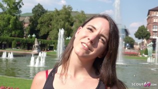 GERMAN SCOUT – REAL ANAL ORGASM OUTDOOR SEX FOR MINI TITS GIRL MINA AT STREET CASTING