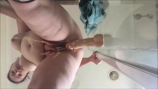 Home alone BBWs tremendous dildo orgasms