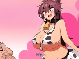 Brunette cums to hentai