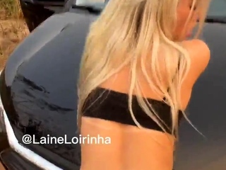 Blonde banged in the ass outdoors