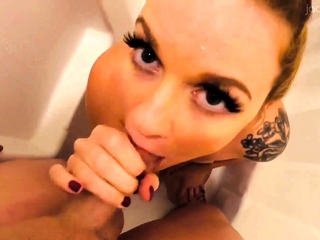 Sexy blonde foot fetish handjob