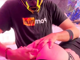 This sweet amateur ass rides an adult toy in the bathroom